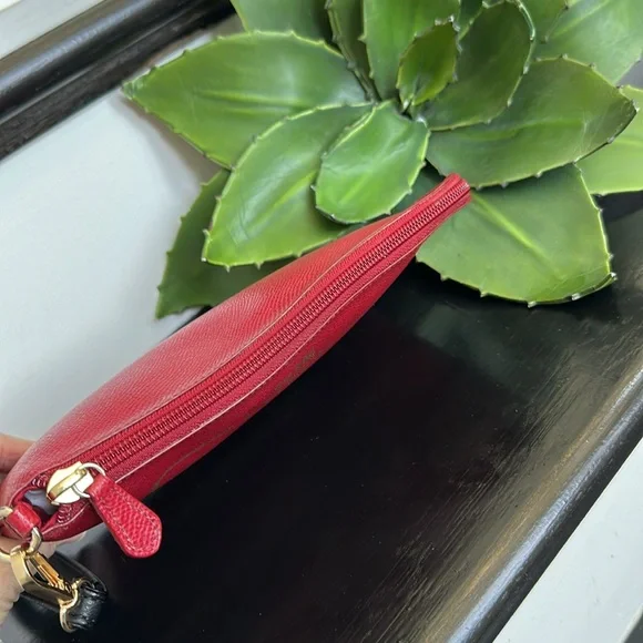 Coach, genuine, leather wristlet clutch handbag purse, red - Picture 3 of 7